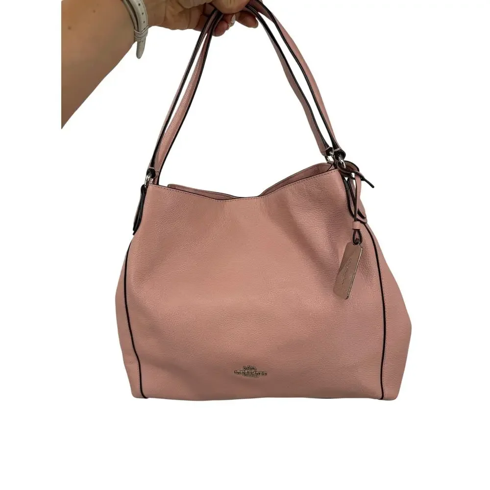 Coach Edie 31 Shoulder Bag Pink Pebbled Leather Hobo Tote Silver Hardware